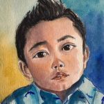 Kid portrait colorful transparent Watercolor