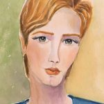 Fast watercolor illustration representing a figure of a human being.