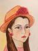 watercolor of a girl wearing hat with a flower and flowered earrings