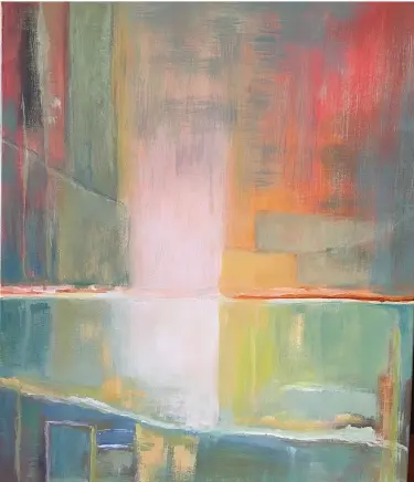 Abstract Abstract acrylic art on canvas. Magnificence beauty of dreamlights, relaxing abstract waterfall like painting